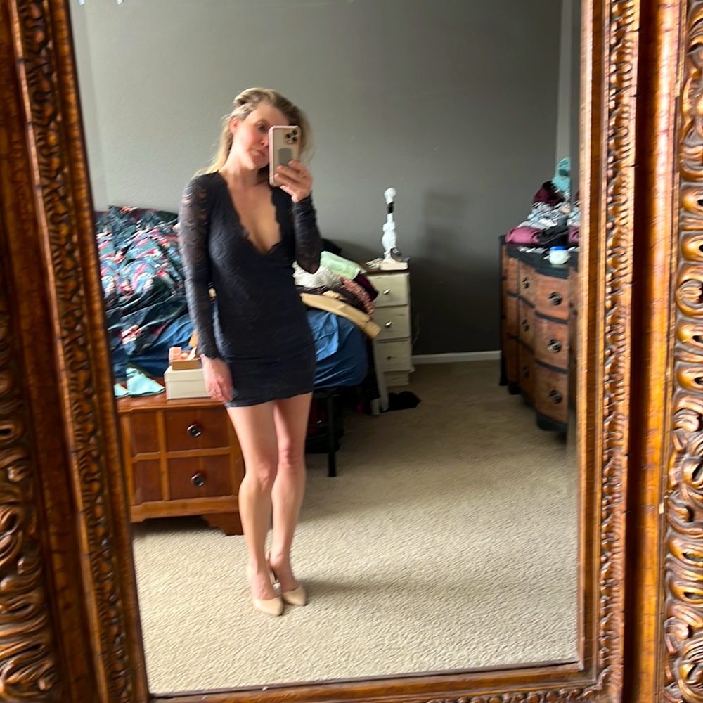 Free People Nightcap dress - gray lace classic